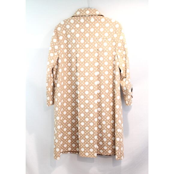 Talbots Trench Coat Womens size 14P Beige White Basketweave Collar Button Up - Picture 4 of 6